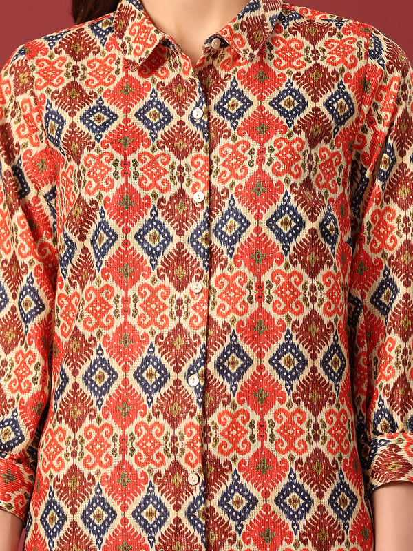 Poshak Hub Women Yellow Cotton Print Cord Set