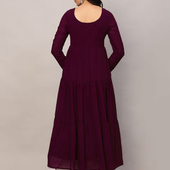 Poshak Hub Women Purple Georgette Embroidery Tiered Anarkali Kurta