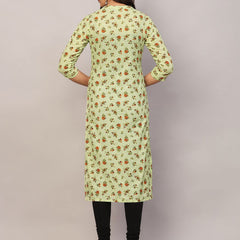 Poshak Hub Women Green ChikanKari Cotton Print A-Line Kurta