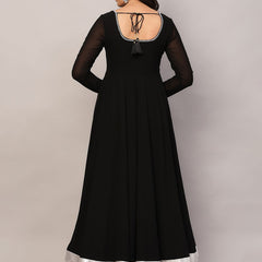 Poshak Hub Women Black Georgette Hand Embroidery Anarkali Kurta