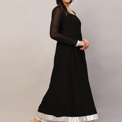 Poshak Hub Women Black Georgette Hand Embroidery Anarkali Kurta