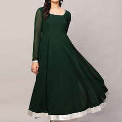 Poshak Hub Women Green Georgette Hand Embroidery Anarkali Kurta