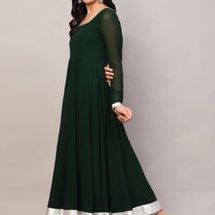 Poshak Hub Women Green Georgette Hand Embroidery Anarkali Kurta