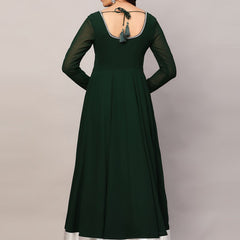 Poshak Hub Women Green Georgette Hand Embroidery Anarkali Kurta