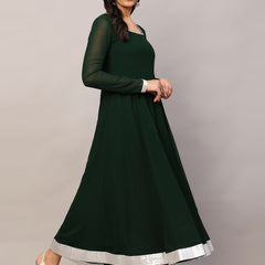 Poshak Hub Women Green Georgette Hand Embroidery Anarkali Kurta