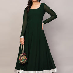Poshak Hub Women Green Georgette Hand Embroidery Anarkali Kurta