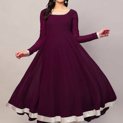 Poshak Hub Women Purple Georgette Hand Embroidery Anarkali Kurta