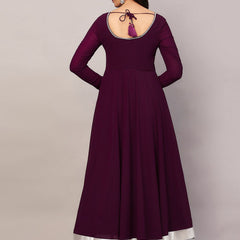 Poshak Hub Women Purple Georgette Hand Embroidery Anarkali Kurta