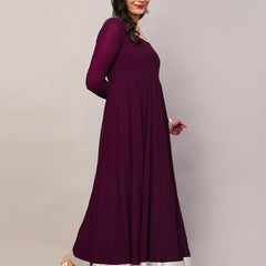 Poshak Hub Women Purple Georgette Hand Embroidery Anarkali Kurta
