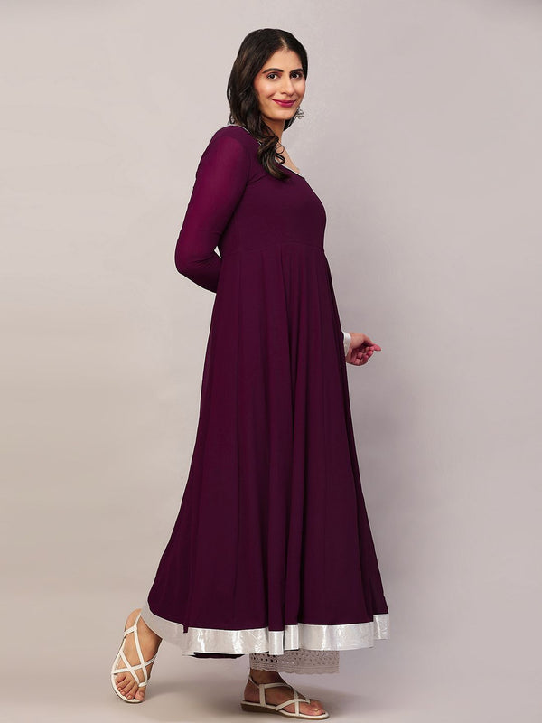 Poshak Hub Women Purple Georgette Hand Embroidery Anarkali Kurta