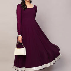 Poshak Hub Women Purple Georgette Hand Embroidery Anarkali Kurta