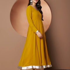 Poshak Hub Women Yellow Georgette Hand Embroidery Anarkali Kurta