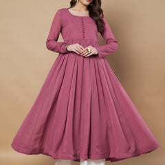 Poshak Hub Women Pink Georgette Anarkali Kurta