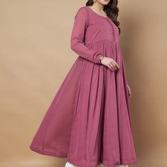 Poshak Hub Women Pink Georgette Anarkali Kurta