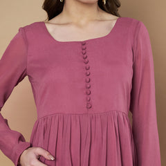 Poshak Hub Women Pink Georgette Anarkali Kurta