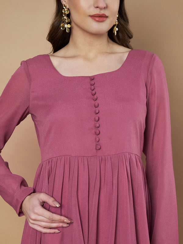 Poshak Hub Women Pink Georgette Anarkali Kurta
