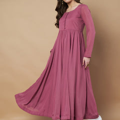 Poshak Hub Women Pink Georgette Anarkali Kurta