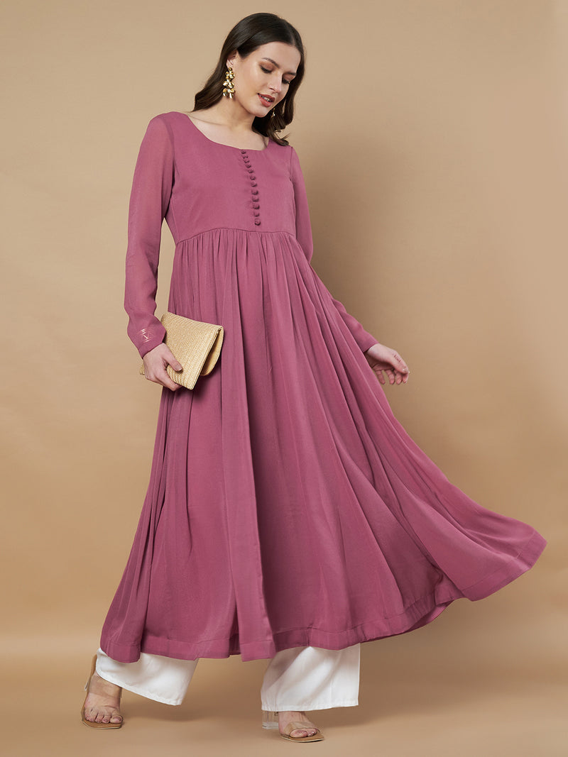 Poshak Hub Women Pink Georgette Anarkali Kurta