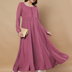 Poshak Hub Women Pink Georgette Anarkali Kurta