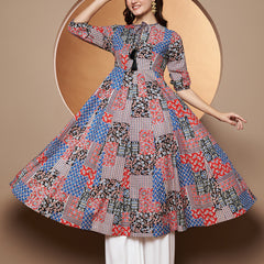 Poshak Hub Women multicolor Cotton Printed Anarkali Kurta