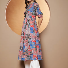 Poshak Hub Women multicolor Cotton Printed Anarkali Kurta