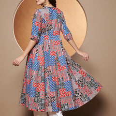 Poshak Hub Women multicolor Cotton Printed Anarkali Kurta