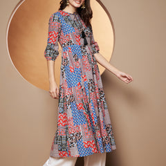 Poshak Hub Women multicolor Cotton Printed Anarkali Kurta