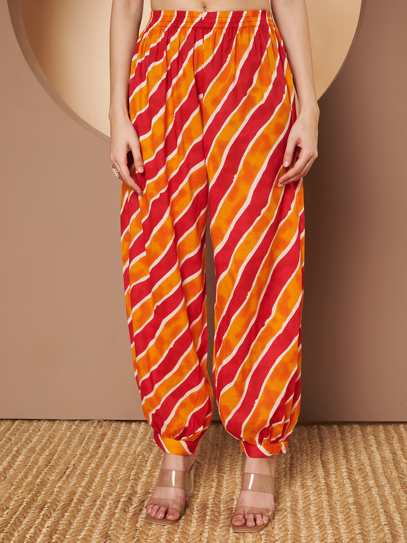 Poshak Hub Women Pink Cotton Printed A Line Kurta and Afgani Salwar