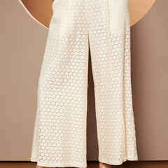 Poshak Hub Women OffWhite Cotton Sleeveless Crop Top and Trouser