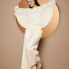 Poshak Hub Women OffWhite Cotton Shrug and Trouser