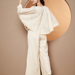 Poshak Hub Women OffWhite Cotton Shrug and Trouser