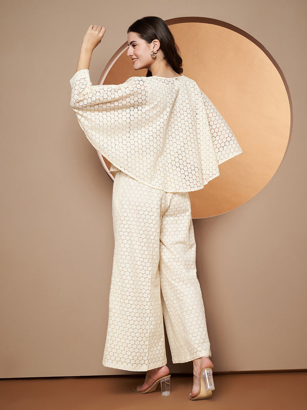 Poshak Hub Women OffWhite Cotton Shrug and Trouser