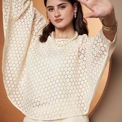 Poshak Hub Women OffWhite Cotton Shrug and Trouser