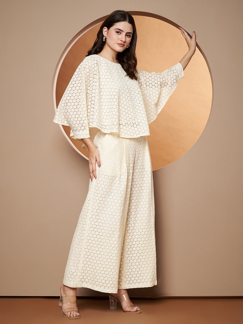 Poshak Hub Women OffWhite Cotton Shrug and Trouser