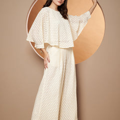 Poshak Hub Women OffWhite Cotton Shrug and Trouser