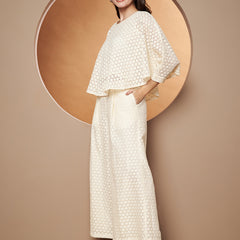 Poshak Hub Women OffWhite Cotton Shrug and Trouser