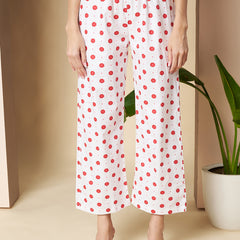 Poshak Hub Women White & Red Cotton A Line Kurta and palazzo