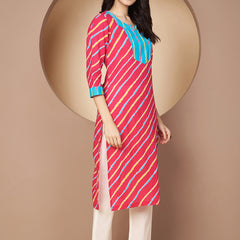 Poshak Hub Women Pink Cotton A Line Kurta