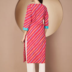 Poshak Hub Women Pink Cotton A Line Kurta