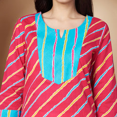 Poshak Hub Women Pink Cotton A Line Kurta