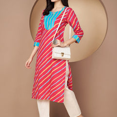 Poshak Hub Women Pink Cotton A Line Kurta