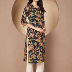 Poshak Hub Women Blue Cotton A Line Kurta