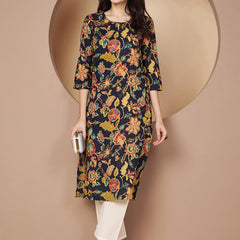 Poshak Hub Women Blue Cotton A Line Kurta