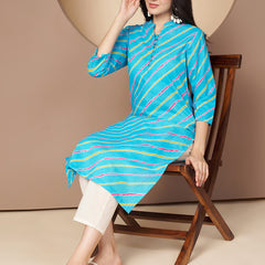 Poshak Hub Women Turquoise Cotton A Line Kurta