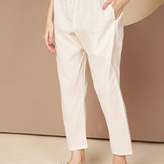 Poshak Hub Women Off-White Premium cotton Hakuba Chicken Embroidery Co-Ord Set