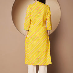 Poshak Hub Women Yellow Cotton A Line Kurta