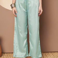 Women's Sea Green Floral Aari Work Embroidered Kurta with Palazzo and Embroidered Dupatta