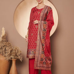 Women Red Printed Kurta with Palazzo & Printed Dupatta