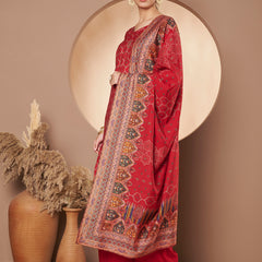 Women Red Printed Kurta with Palazzo & Printed Dupatta