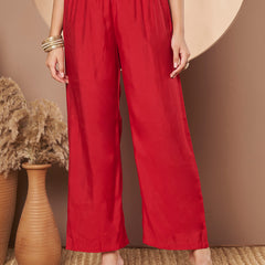 Women Red Printed Kurta with Palazzo & Printed Dupatta